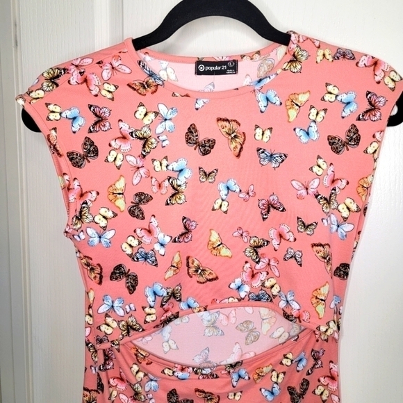 Open Front Pink Mini Butterfly Dress - Size L - Picture 3 of 5